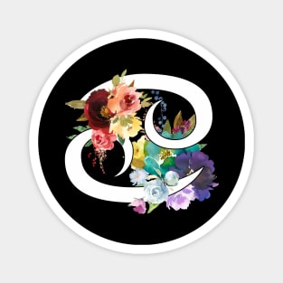 Cancer Horoscope Zodiac Rainbow Flowers Design Magnet